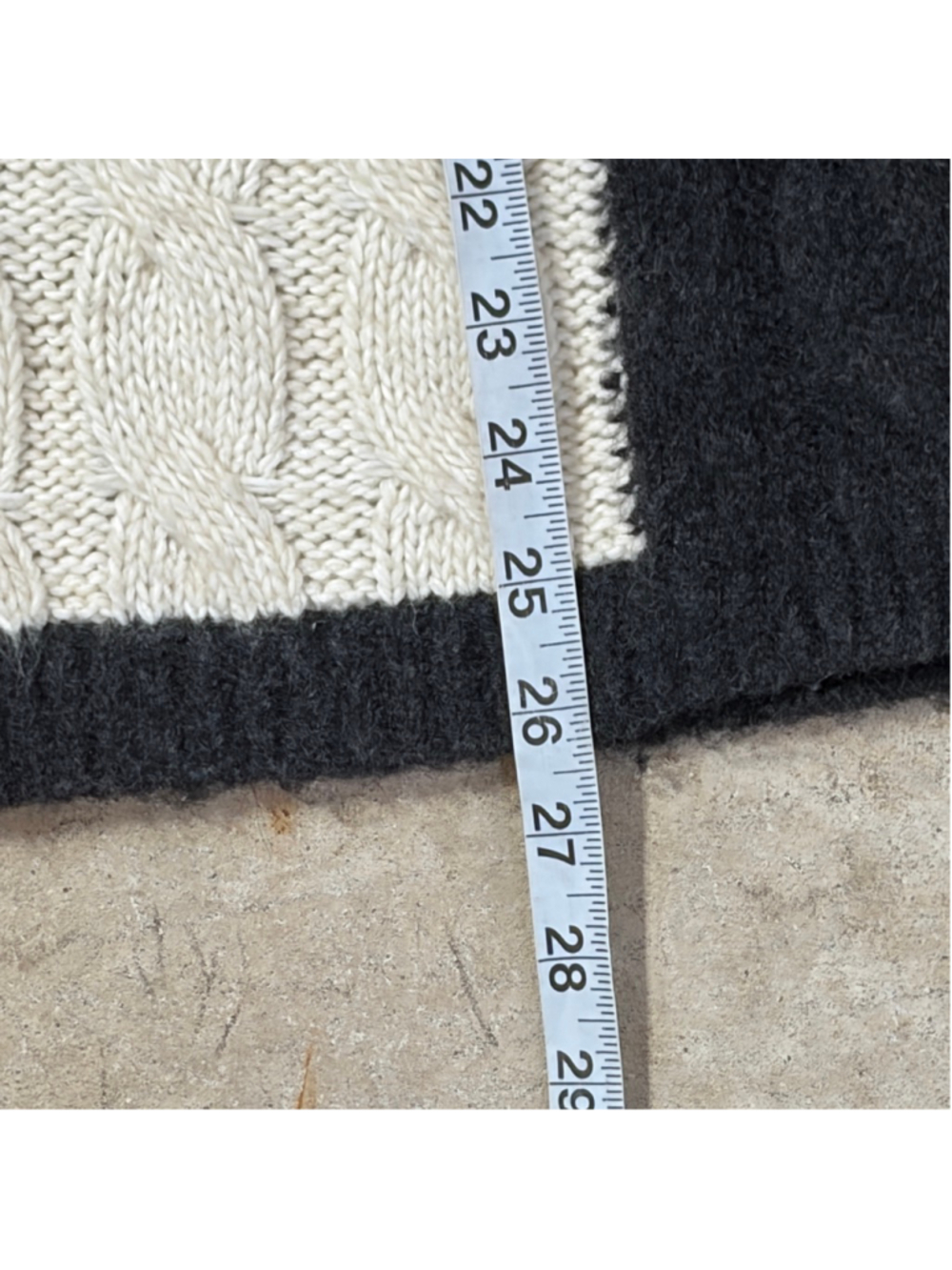 ZARA Patchwork Cardigan Sweater Women’s Medium Gray White Brown Buttons V-Neck - Picture 7 of 13